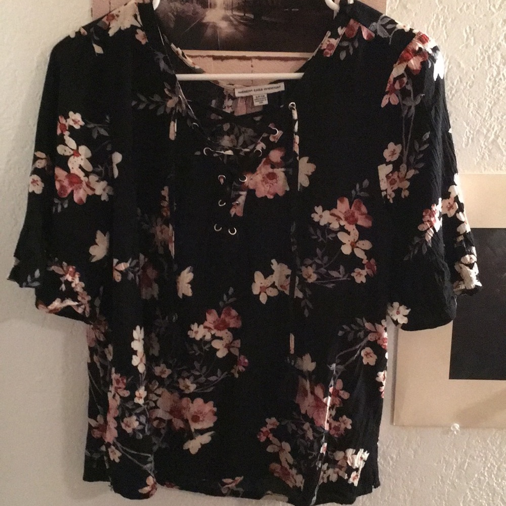Flowy, Floral Black Shirt
